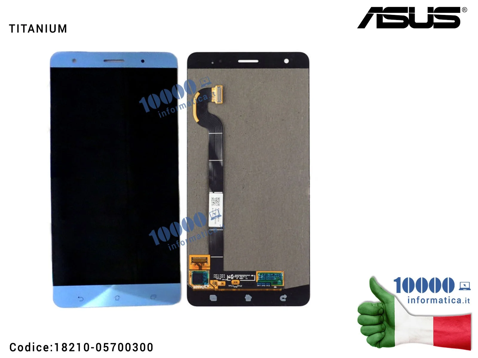 18210-05700300 Display LCD con Vetro Touch Screen ASUS ZenFone 3 Deluxe ZS570KL (Z016D) OLED 5,7'' FHD Full-HD [TITANIUM]