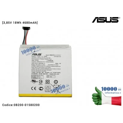 Batteria C11P1517 ASUS ZenPad 10 Z300M (P00C) Z300CNL (P01T) Z0310M Z301ML ZD301MFL Z301M (P028) Z301MF [3,85V 18Wh 4680mAh] 0B