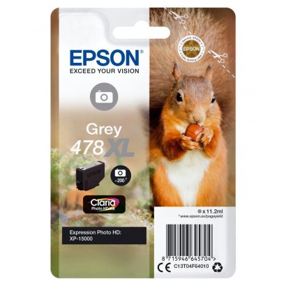 C13T04F64020 Epson Squirrel Singlepack Grey 478Xl Claria Photo Hd Ink