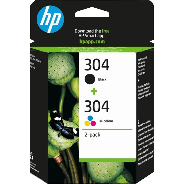 3JB05AE HP 304 2-pack Black/Tri-color Original Ink Cartridges