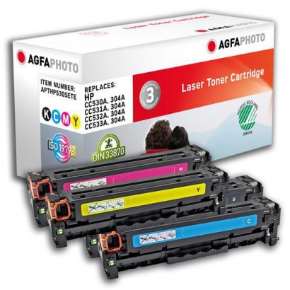 APTHP530SETE AgfaPhoto Toner Cartridge for HP LaserJet CM2320fxi, Black / Cyan / Magenta / Yellow