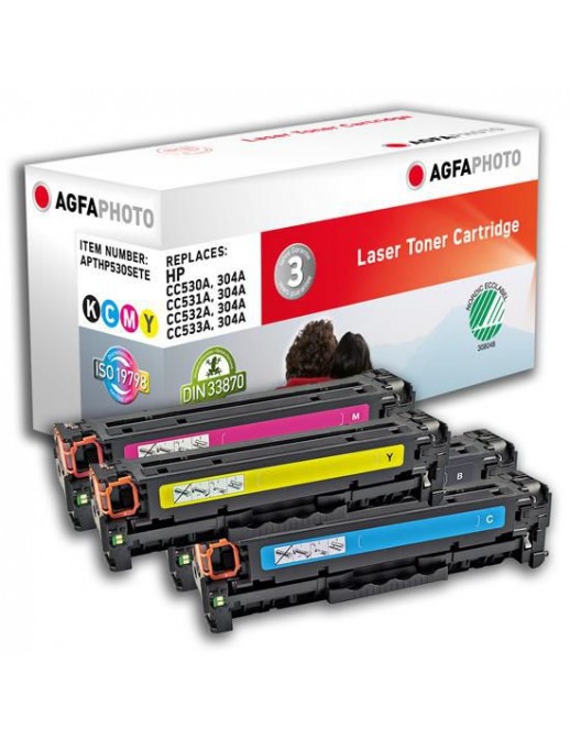 APTHP530SETE AgfaPhoto Toner Cartridge for HP LaserJet CM2320fxi, Black / Cyan / Magenta / Yellow