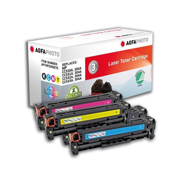 APTHP530SETE AgfaPhoto Toner Cartridge for HP LaserJet CM2320fxi, Black / Cyan / Magenta / Yellow