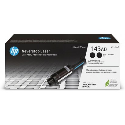 W1143AD HP 143AD Dual Pack Black Original Neverstop Toner Reload Kit