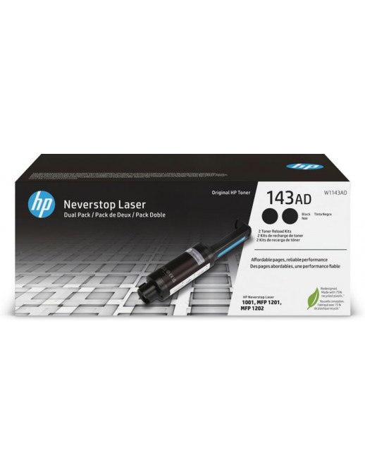 W1143AD HP 143AD Dual Pack Black Original Neverstop Toner Reload Kit