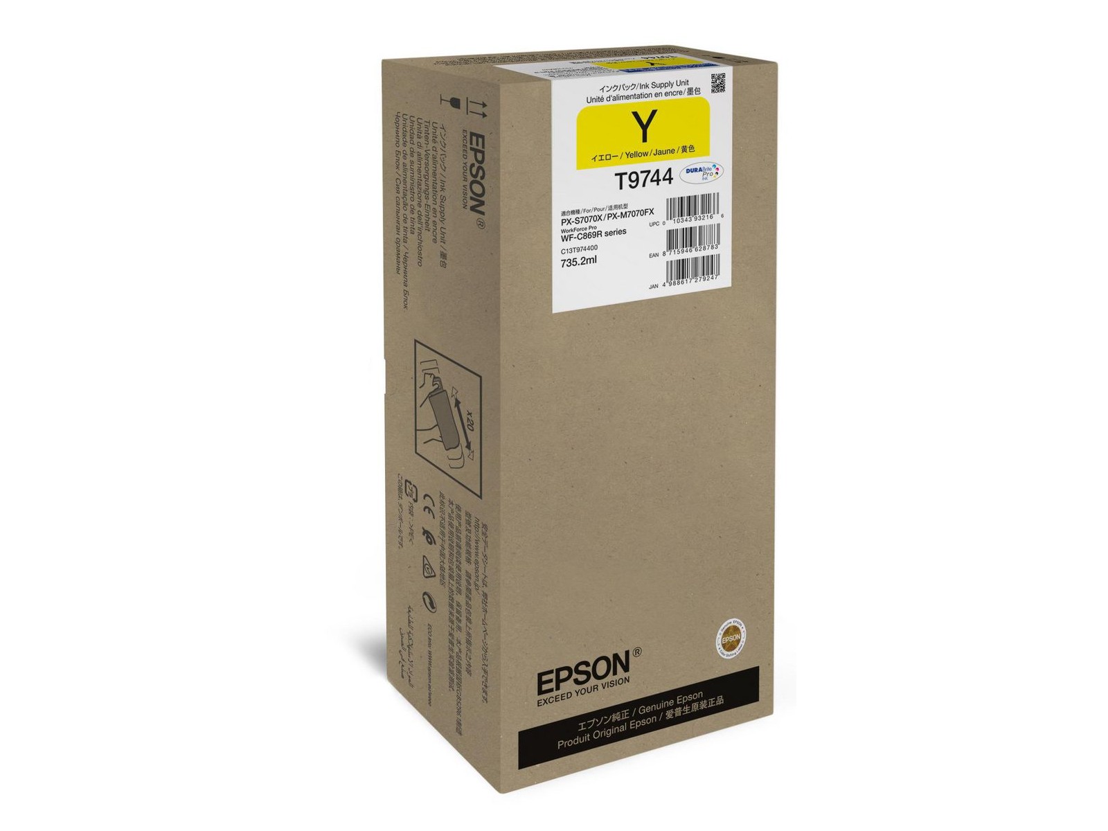 C13T974400 C13T974400 Epson Yellow XXL Ink Supply Unit C13T974400 C13T974400 Epson Yellow XXL Ink Supply Unit