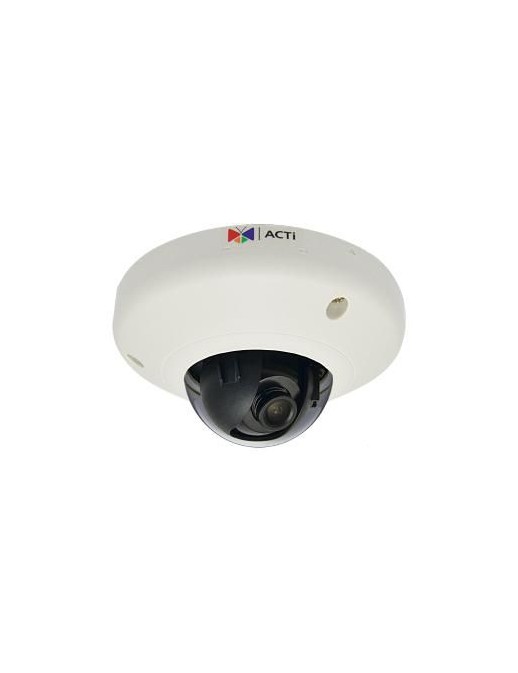 E911 ACTi 3MP, Indoor, Mini Dome, WDR, SLLS, Fixed lens, f2.1mm/F1.8 (HOV:117.5°), H.265/H.264, 1080p/60fps, 2D+3D DNR, MicroSDH