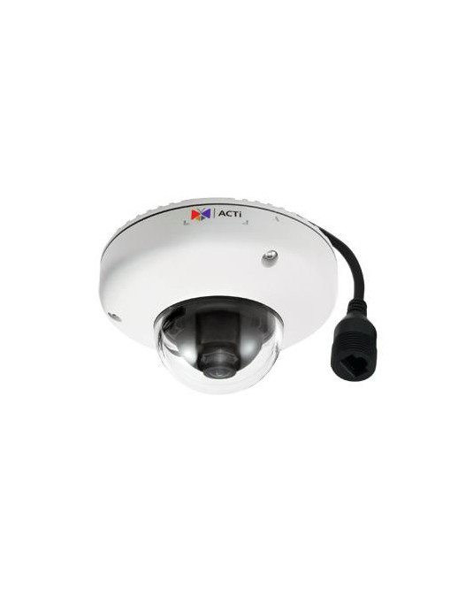 E936 ACTi 2MP, Outdoor, Mini Dome, WDR, SLLS, Fixed lens, f2.55mm/F2.2 (HOV:110.3°), H.264, 1080p/60fps, 2D+3D DNR, Audio, Micro