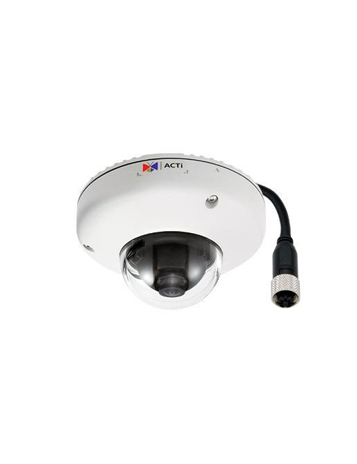 E936M ACTi 2 MP, Outdoor, Mini Dome, WDR, SLLS, M12 connector, Fixed lens, f2.55mm/F2.2 (HOV:110.3°), H.264, 1080p/60fps, 2D+3D 