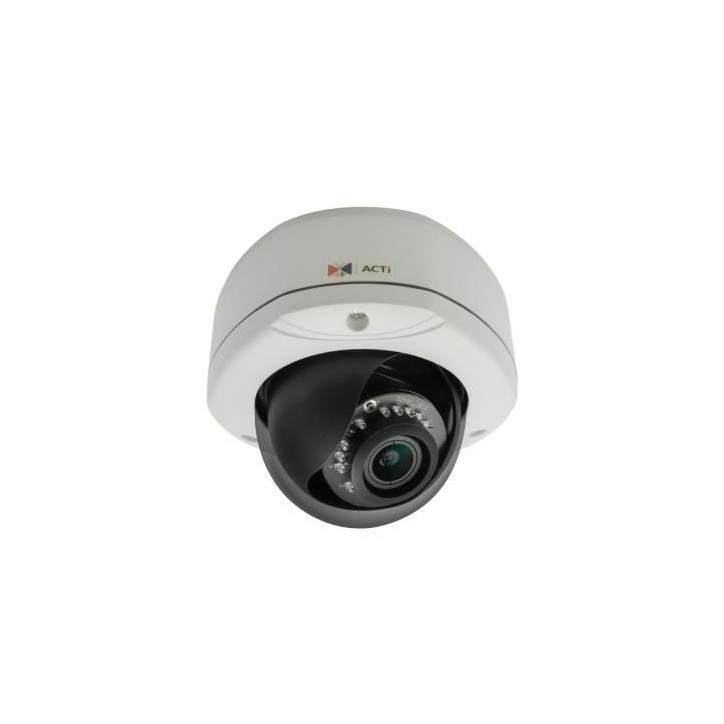 E83A ACTi 5MP, Outdoor, Dome, D/N, Adaptive IR, Basic WDR, Vari-focal lens, f2.8-12mm/F1.4 (HOV:69.2°-28.2°), H.264, 1080p/30fps