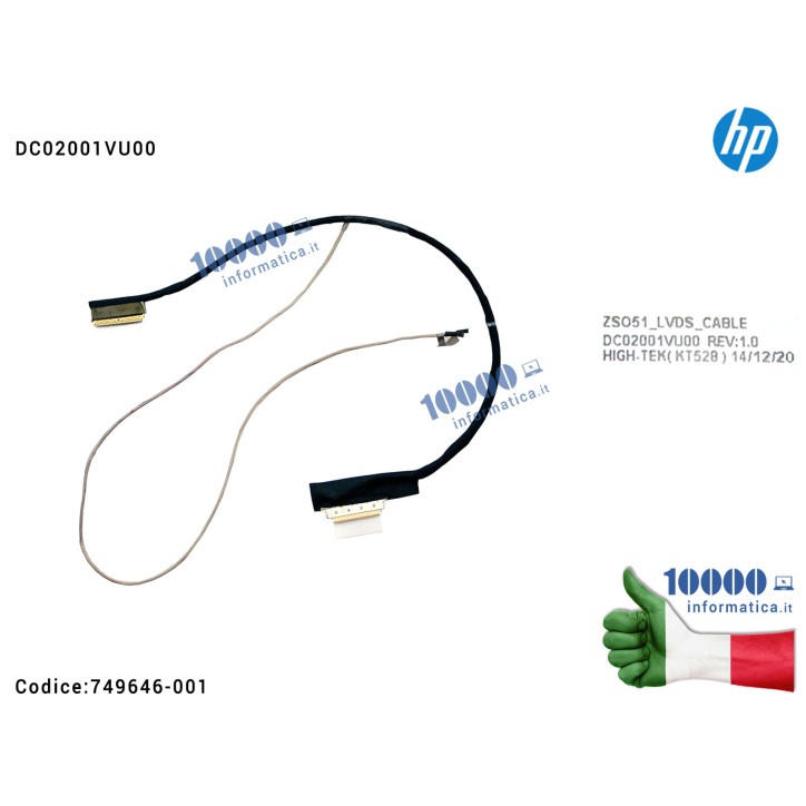 Cavo Flat LCD HP Pavilion 15-G 15-R 15-H 250 G3 ZSO51 DC02001VU00