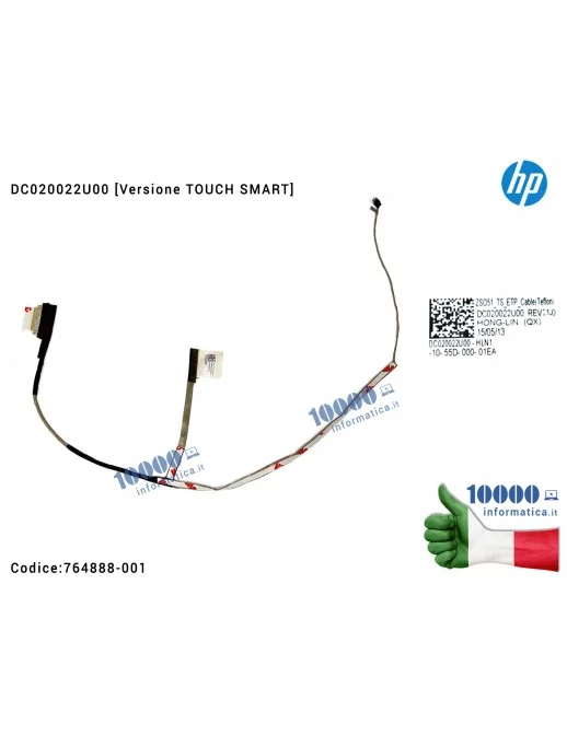 764888-001 Cavo Flat LCD HP Pavilion 15-G 15-R 15-H ZSO51 DC020022U00 [Versione TOUCH SMART] TS ETP CABLE