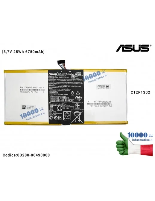 0B200-00490000 Batteria C12P1302 ASUS MeMO Pad ME302KL (K005) [3,7V 25Wh 6750mAh]