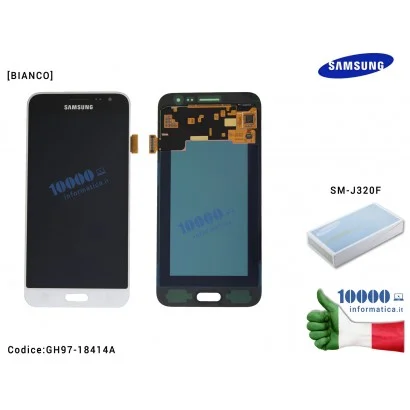 GH97-18414A Display LCD con Vetro Touch Screen SAMSUNG Galaxy J3 2016 SM-J320F J320 (BIANCO)
