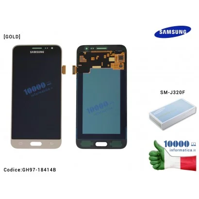 GH97-18414B Display LCD con Vetro Touch Screen SAMSUNG Galaxy J3 2016 SM-J320F J320 (ORO/GOLD)