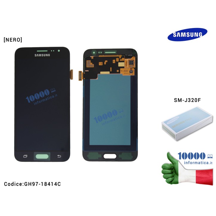 Display LCD con Vetro Touch Screen SAMSUNG Galaxy J3 2016 SM-J320F J320 (NERO)