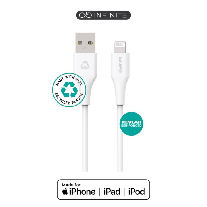 ES601270 eSTUFF INFINITE Super Soft Lightning Cable 2m - 100% Recycled PVC Free Plastic IPLH-402, ES601204, MD819ZM/A BULK, MD81