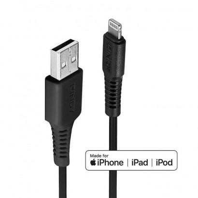 31319 Lindy 0.5m USB Type A to Lightning Cable, Black