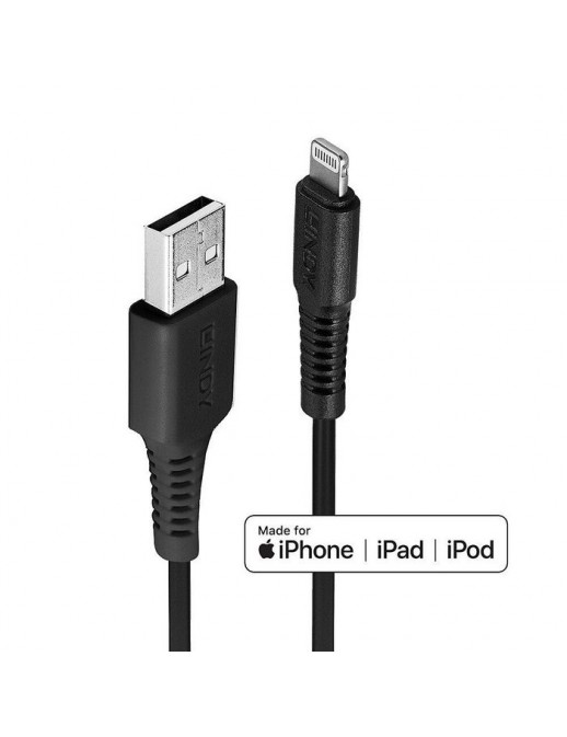 31319 Lindy 0.5m USB Type A to Lightning Cable, Black