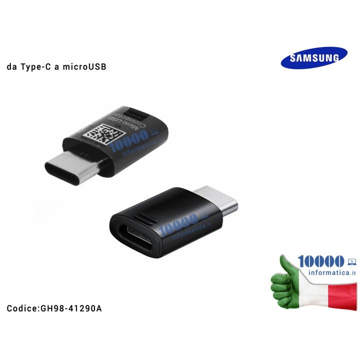 Adattatore EE-GN930 da Type-C a microUSB SAMSUNG Galaxy S8 S8 Plus SM-G950F SM-G955F Galaxy A3 A5 2017 [NERO]