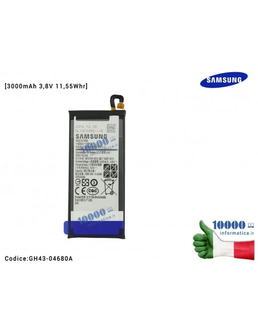 GH43-04680A Batteria EB-BA520ABE SAMSUNG Galaxy A5 (2017) SM-A520F A520F Galaxy J5 (2017) SM-J530 J530 [3000mAh 3,85V 11,55Wh...