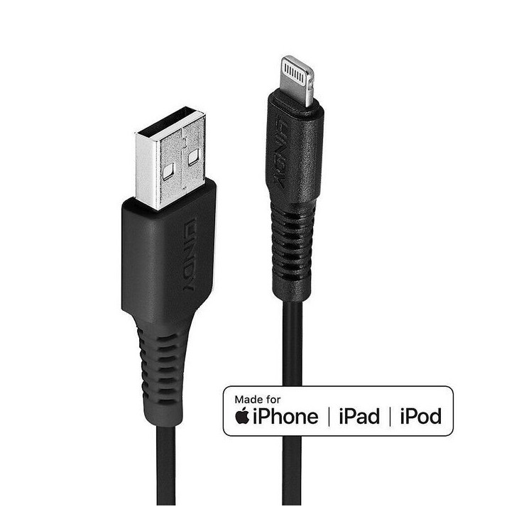 31322 Lindy 3m USB Type A to Lightning Cable, Black IPLH-441