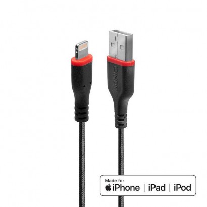 31291 31291 Lindy 1m Reinforced USB Type A to Lightning Cable