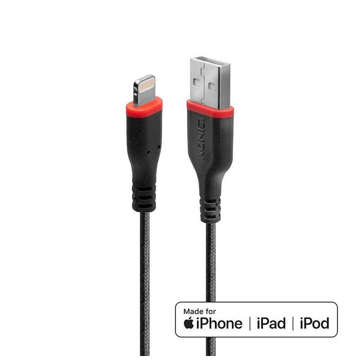31291 Lindy 1m Reinforced USB Type A to Lightning Cable