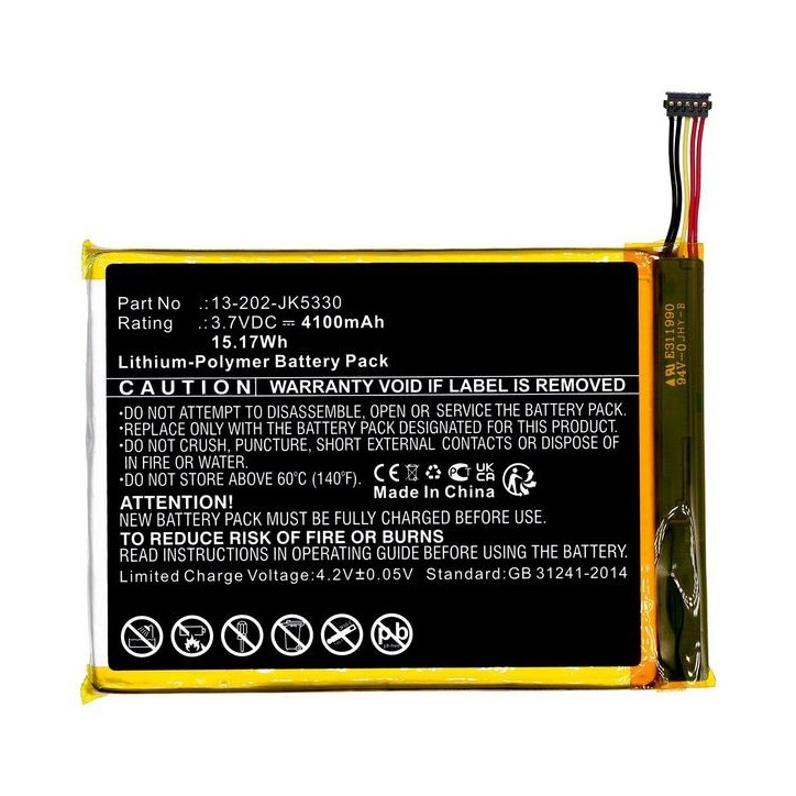 MBXTAB-BA242 CoreParts Battery for Advantech Tablet 3.7V 4100mAh 15.17Wh MICA-071,MICA-071-051 13-202-JK5330