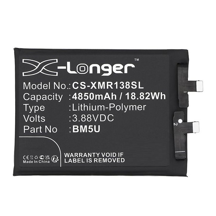 MBXMP-BA1843 CoreParts Battery for Redmi Mobile, SmartPhone 3.88V 4850mAh 18.82Wh Note 13 Pro+,23090RA98C BM5U