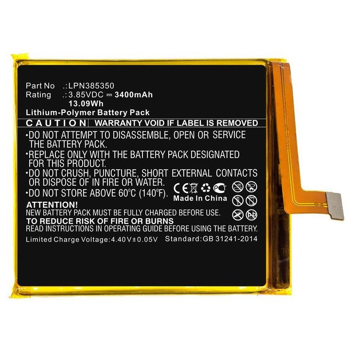 MBXMP-BA436 CoreParts Mobile Battery for Crosscall 13.09Wh Li-Pol 3.85V 3400mAh Black for Crosscall Mobile, SmartPhone Action X3