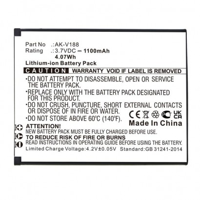 MBXMP-BA1543 CoreParts Battery for Emporia Mobile, SmartPhone, 4.07Wh Li-ion 3.7V 1100mAh, Black for Touch Smart AK-V188