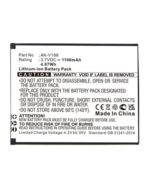 MBXMP-BA1543 CoreParts Battery for Emporia Mobile, SmartPhone, 4.07Wh Li-ion 3.7V 1100mAh, Black for Touch Smart AK-V188