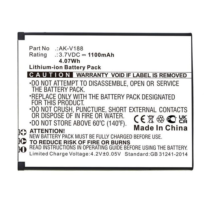 MBXMP-BA1543 CoreParts Battery for Emporia Mobile, SmartPhone, 4.07Wh Li-ion 3.7V 1100mAh, Black for Touch Smart AK-V188 MBXMP-BA1543 CoreParts Battery for Emporia Mobile, SmartPhone, 4.07Wh Li-ion 3.7V 1100mAh, Black for Touch Smart AK-V188