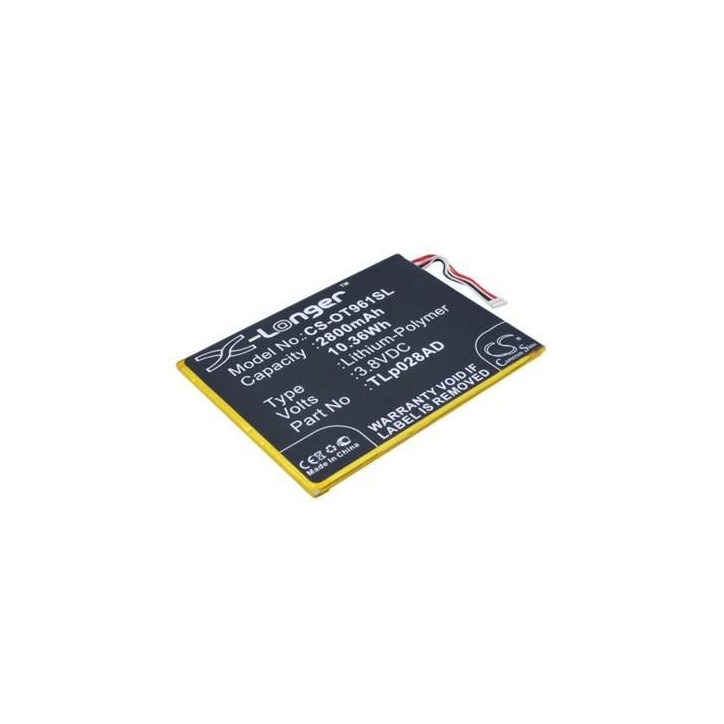 MOBX-BAT-OT961SL CoreParts Battery for Alcatel Mobile 10.64Wh Li-ion 3.8V 2800mAh, ONE TOUCH PIXI 7, OT-9006W TLp028AD, TLp034B