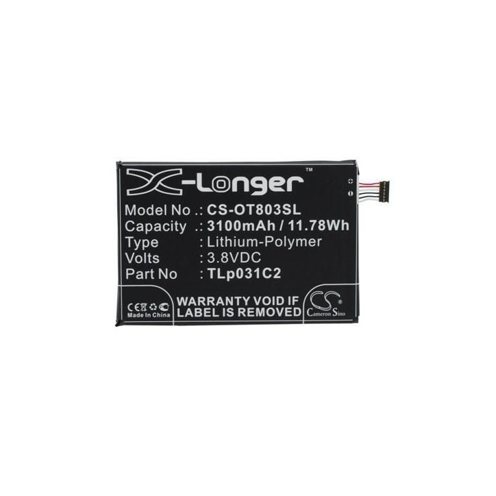 MOBX-BAT-OT803SL CoreParts Battery for Orange Mobile 11.78Wh Li-ion 3.8V 3100mAh, Nura TLP031C1, TLP031C2