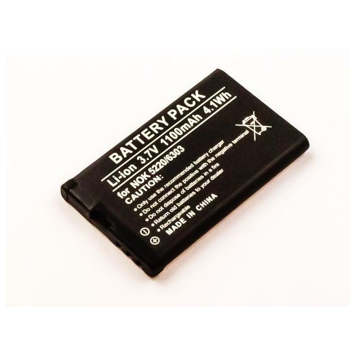 MBXNOK-BA0017 CoreParts Battery for Mobile 3.7Wh Li-ion 3.7V 1000mAh Nokia 5220, 6030, 6303 classic Illuvial, 6730 Classic, 6700
