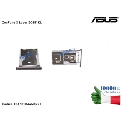Carrello SIM Tray ASUS ZenFone 3 Laser ZC551KL (Z01BD) [SILVER]