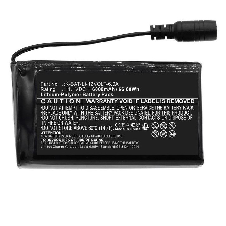 MBXMISC0268 CoreParts Battery for Macna Mobile Warming 66.60Wh Li-Pol 11.1V 6000mAh for Li-po 12v 6a K-BAT-Li-12VOLT-6.0A