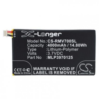 MOBX-BAT-RMV700SL MOBX-BAT-RMV700SL CoreParts Battery for Verizon Mobile 14.8Wh Li-ion 3.7V 4000mAh, for Elipsis QMV7A 7in, E...
