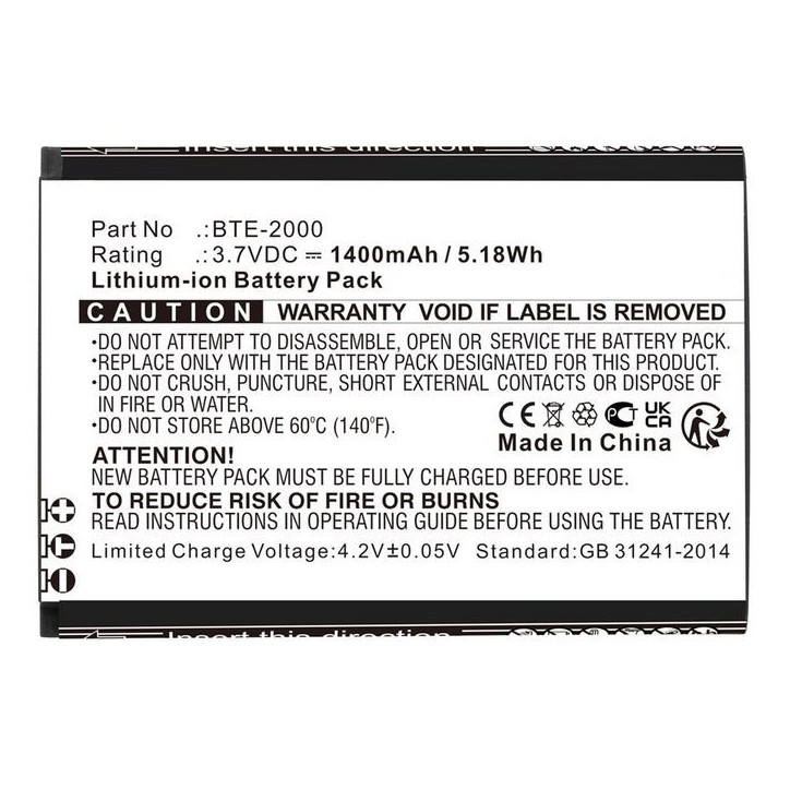 MBXMP-BA1718 CoreParts Battery for CAT Communication 5.18Wh Li-ion 3.7V 1400mAh for S22,S22 Flip, CAT S22, CAT S22 Flip BTE-2000