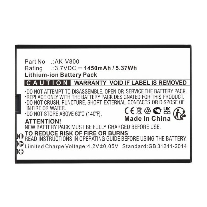 MBXMP-BA1720 CoreParts Battery for Emporia Communication 5.37Wh Li-ion 3.7V 1450mAh for TALKsmart,V800,V800_001 AK-V800