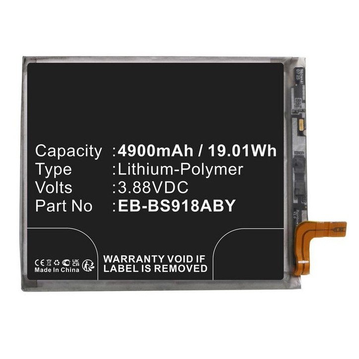 MBXMP-BA1722 CoreParts Battery for Samsung Mobile, SmartPhone 19.01Wh Li-Pol 3.88V 4900mAh for Galaxy S23 Ultra, Galaxy S23 Ultr