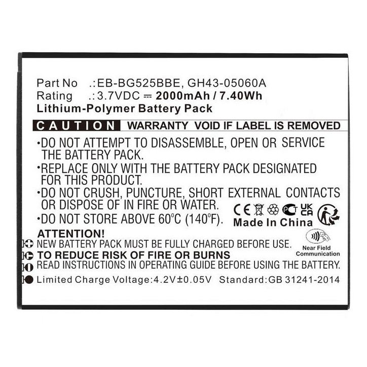 MBXMP-BA1723 CoreParts Battery for Samsung Mobile, SmartPhone 7.40Wh Li-Pol 3.7V 2000mAh for Galaxy XCover 5, Galaxy XCover 5 20