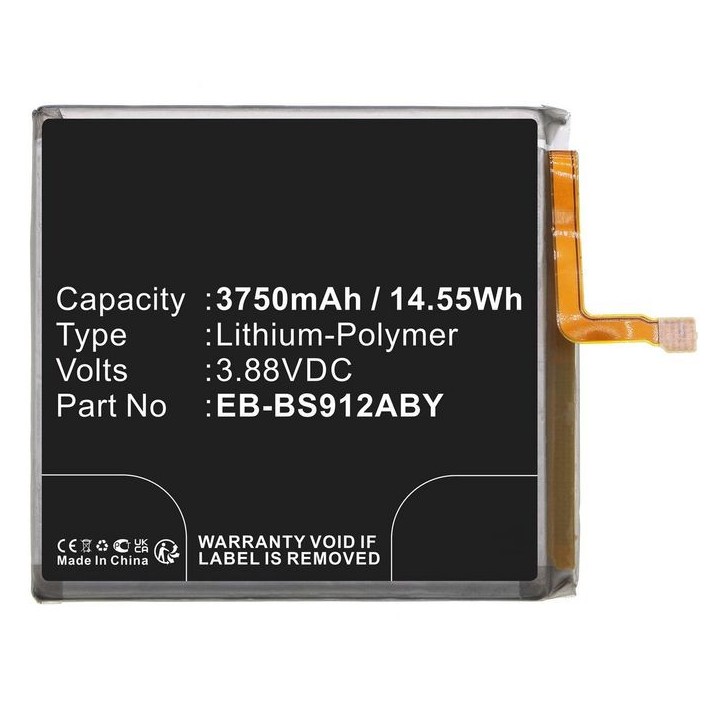 MBXMP-BA1724 CoreParts Battery for Samsung Mobile, SmartPhone 14.55Wh Li-Pol 3.88V 3750mAh for Galaxy S23, Galaxy S23 5G, SM-S91