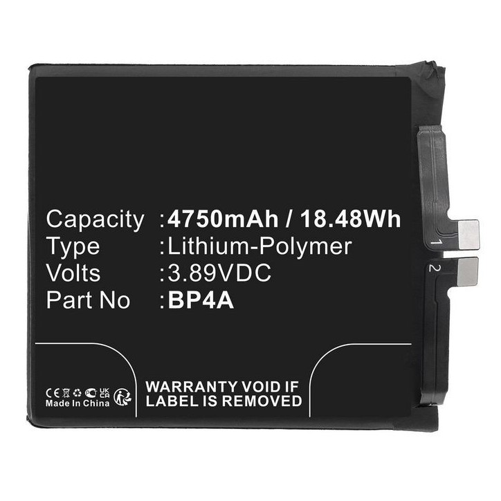 MBXMP-BA1737 CoreParts Battery for Xiaomi Mobile, SmartPhone 18.48Wh Li-Polymer 3.89V 4750mAh Black for 12S Ultra, 2203121C, Mi 