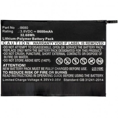 TABX-BAT-BQE100SL TABX-BAT-BQE100SL CoreParts Battery for BQ Mobile 32.68Wh Li-ion 3.8V 8600mAh, 8680, E10, E10 TABLET E10, E...