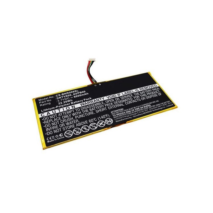 MBXTAB-BA026 CoreParts Battery for Barnes & Noble Tablet 22.20Wh Li-Pol 3.7V 6000mAh Black for Barnes & Noble Tablet BNTV600, No MBXTAB-BA026 CoreParts Battery for Barnes & Noble Tablet 22.20Wh Li-Pol 3.7V 6000mAh Black for Barnes & Noble Tablet BNTV600, No