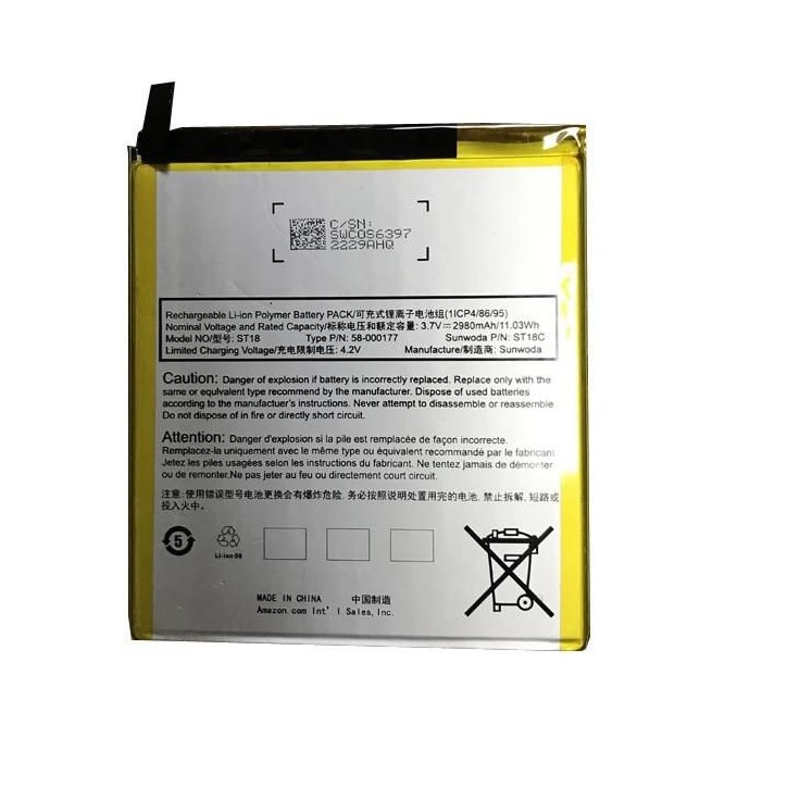 TABX-BAT-ABD043SL CoreParts Battery for Amazon Kindle 10.92Wh Li-ion 3.7V 2950mAh, KINDLE FIRE 7", KINDLE FIRE 7TH GENERATION 20