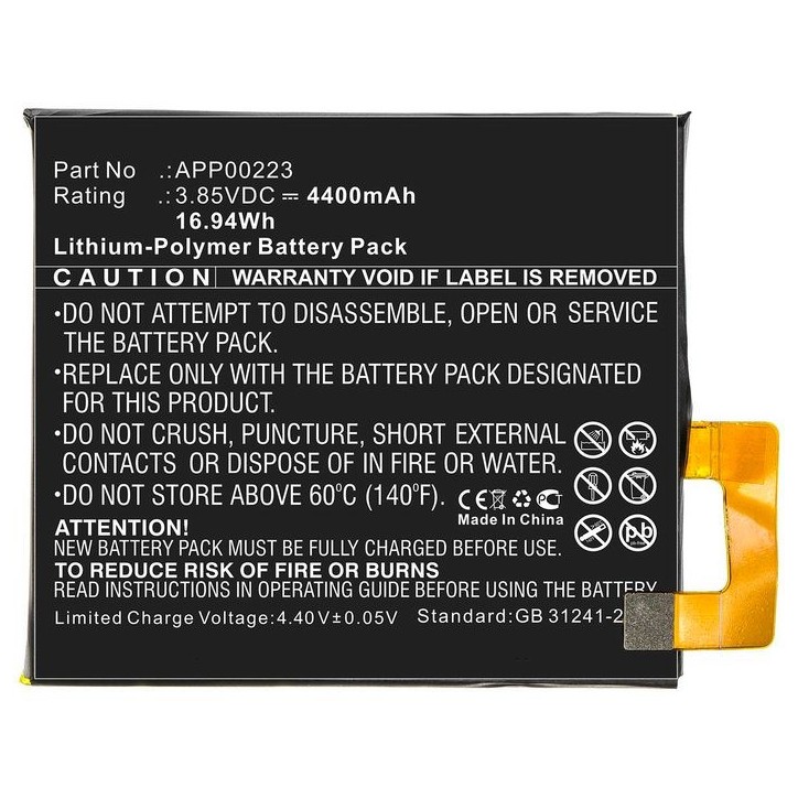 MBXMP-BA320 CoreParts Mobile Battery for CAT 16.94Wh Li-Pol 3.85V 4400mAh Black for CAT Mobile, SmartPhone S41 APP00223